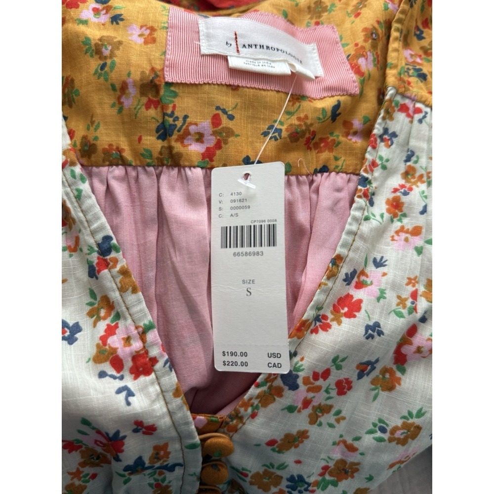 Anthropologie NWT Tiered True Dress Small Patchwork Colorblock‎ Floral Midi Boho - Picture 5 of 10